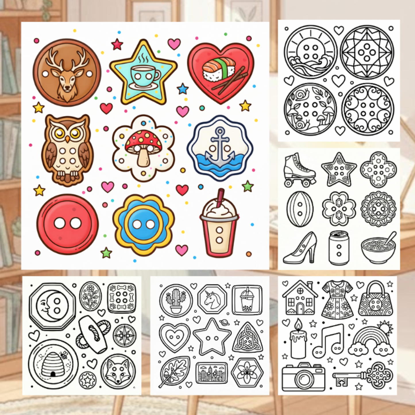 365 Buttons Coloring Book