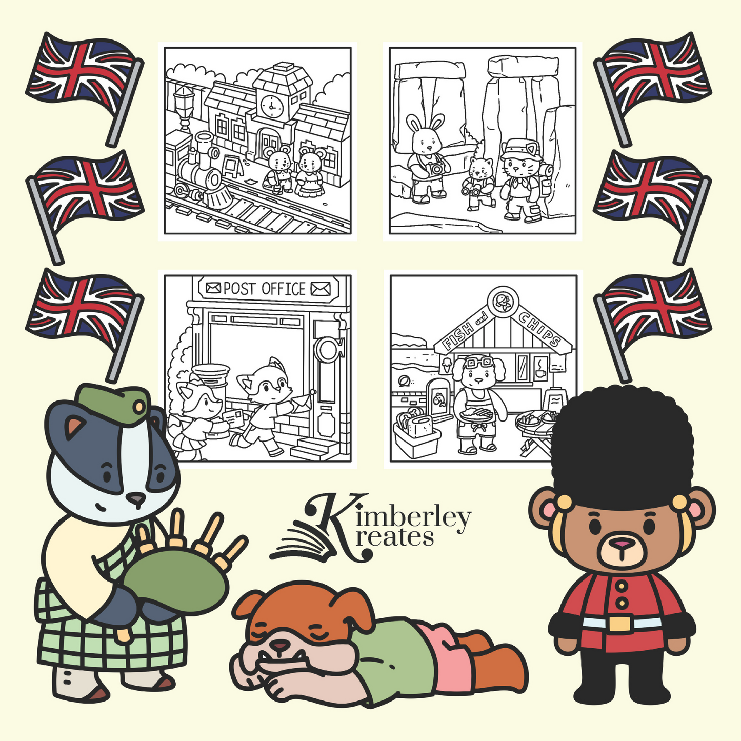 British Friend Cute And Cozy Coloring Book