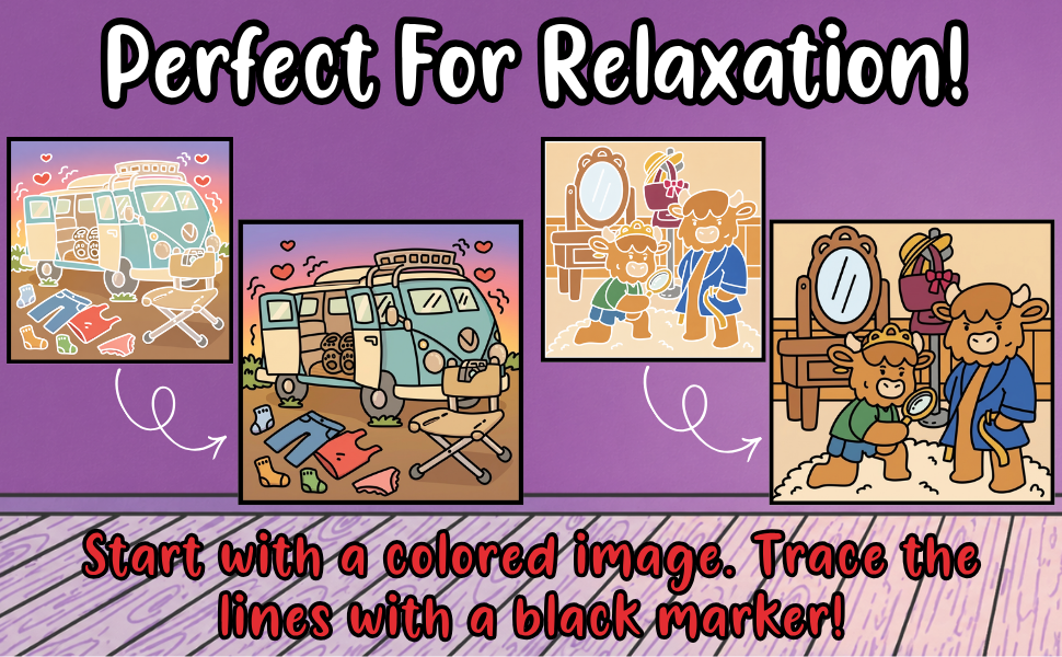 Frisky Fun Reverse Ink Tracing Coloring Book PDF Printable